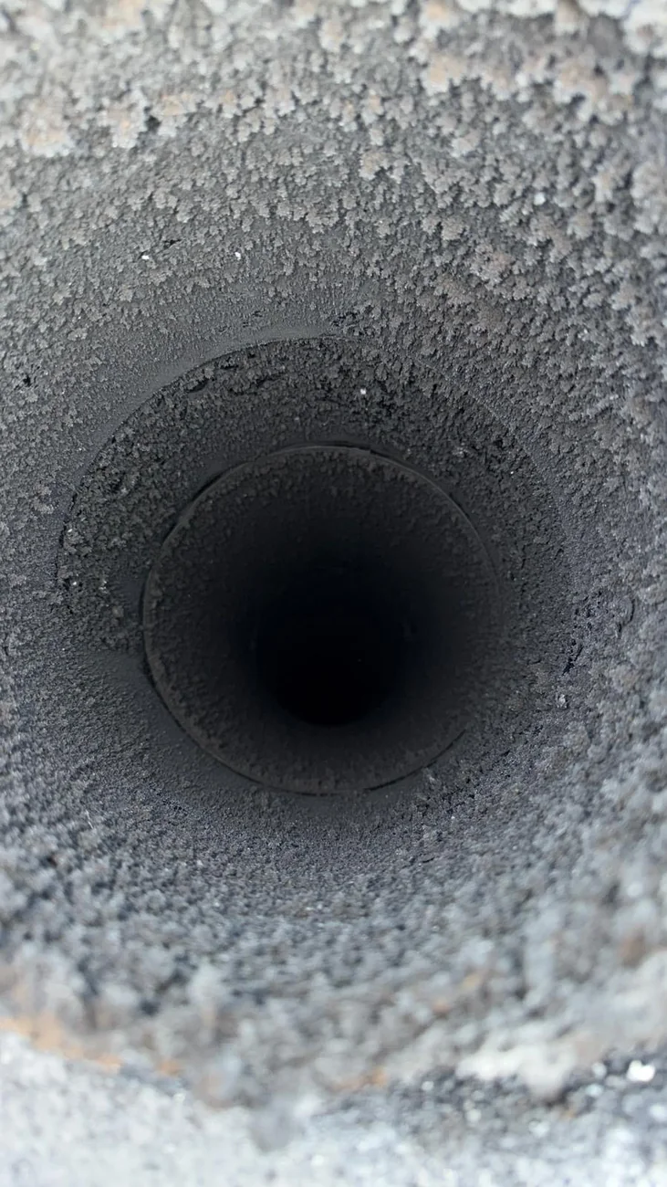 Before &mdash; Flue Sweep &mdash; Creosote Removed