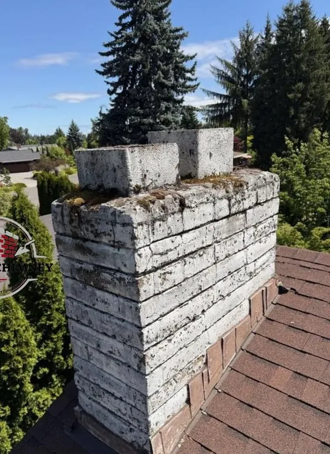 Before — deteriorated chimney